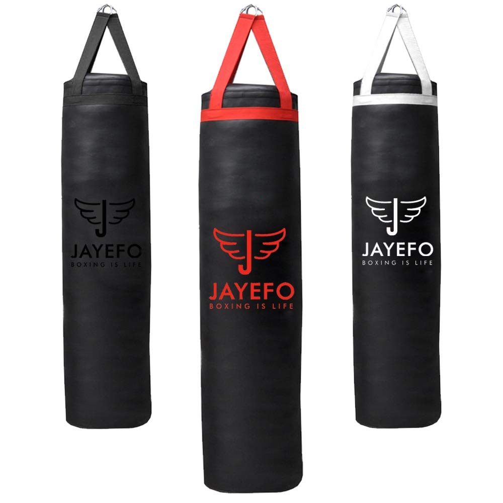 Jayefo Punch Bag Boxing Training ā Hanging Punching Bag for Boxing, Karate, Muay Thai, Kickboxing, MMA, Boxing Bag Bracket for Training at Home & Gym, Heavy Bag 70 to 100 lbs | Unfilled 4ft (Red)